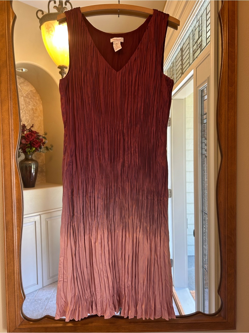 Sundance Sleeveless Ombre Midi Dress in Burgundy to Dusty Rose